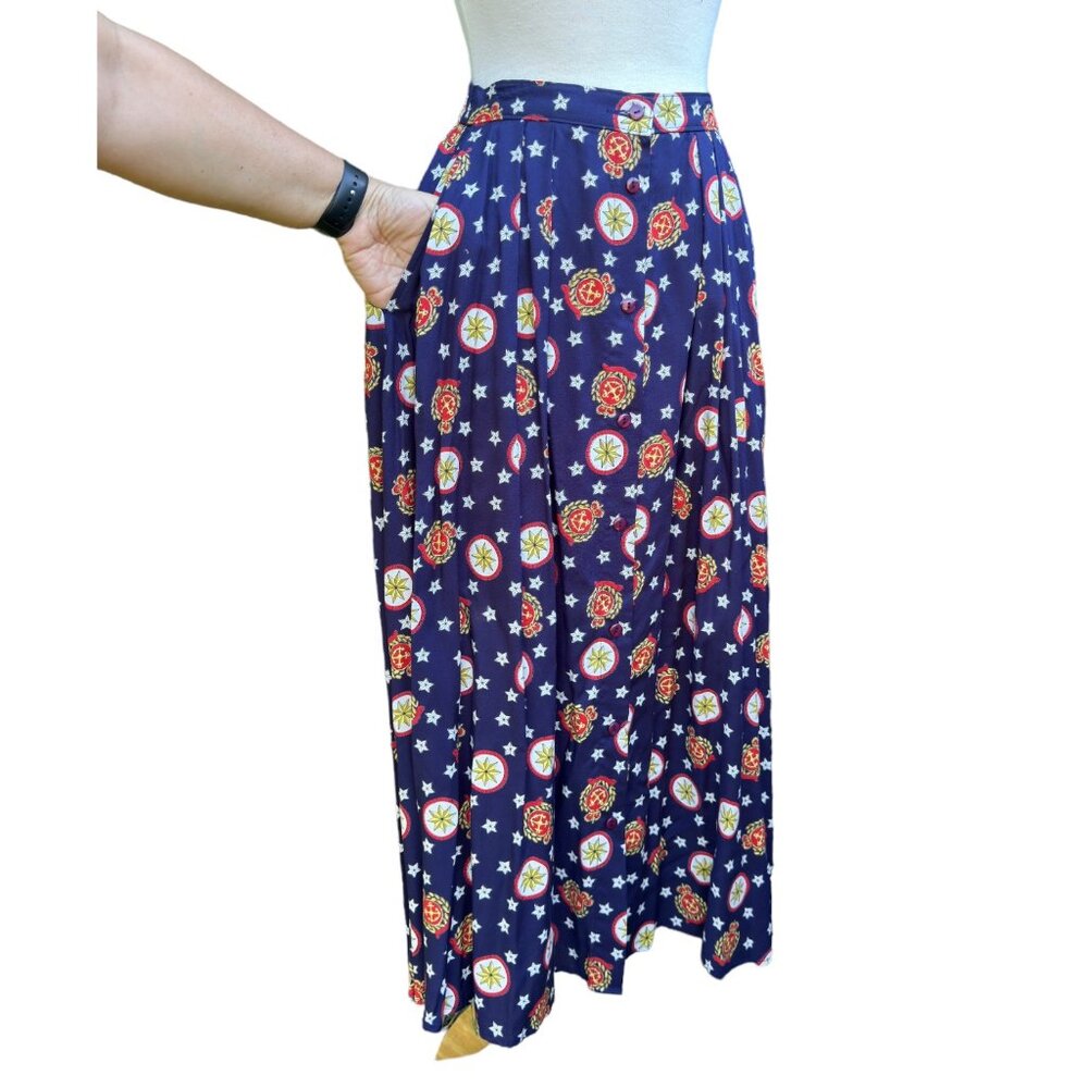 Vintage Pendleton Nautical MIDI Skirt with Pockets Multicolor Size 6 - Picture 7 of 15